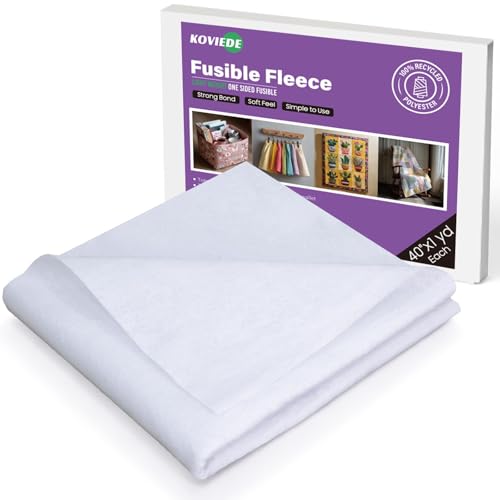 KOVIEDE Fusible Fleece Interfacing 40 x 1 Yards Mediumweight One-Sided Loft Iron On Fusible Fleece White for Sewing Quilting Crafting and Home Decor