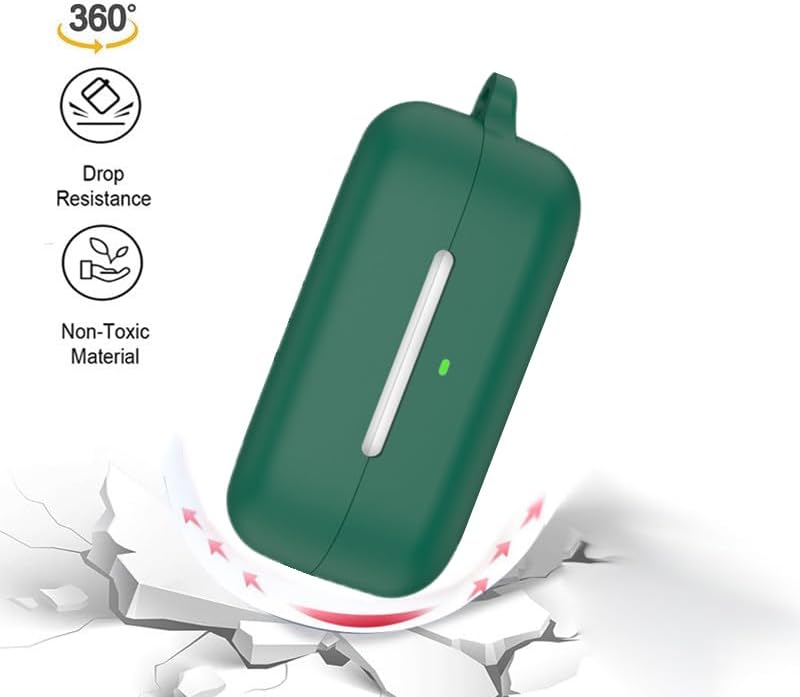 Case Compatible with Sony WF-C510 Soft Silicone Shockproof Protective Cover with Carabiner (Green) - Image 3