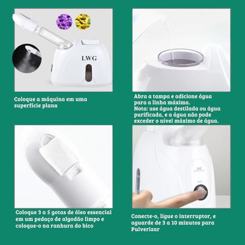 Maquina Spa Facial Vapor Limpeza Profunda da Pele Mantem umidade Acne e Cravos