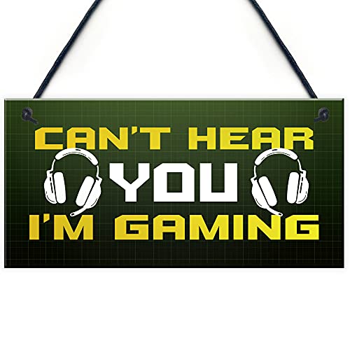 Red Ocean Gaming Cant Hear You Funny Gamer Bedroom Sign Games Room Gifts For Son Brother Him