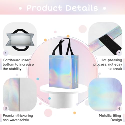 9 Pcs Glossy Small Iridescent Gift Bags  - image 2