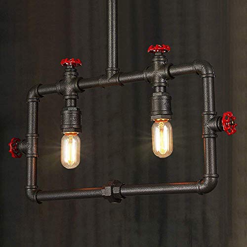 Lustre industriel vintage en tuyau de fer pour loft et bar