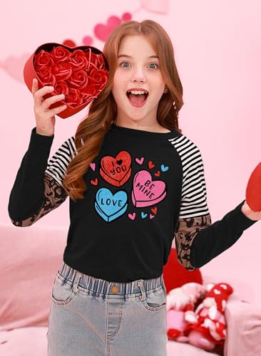 Image of BesserBay Girls St Patrick's Day Raglan Shirt Irish Sequin Lucky Stripe Shamrock Graphic Top 4-14 Years
