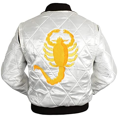 LP-FACON Men's White Satin Scorpion Jacket Cover