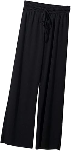 Hosen Herren Damen Sommer Art und Weisefreizeit Hosen mit hoher Taille lA sen Hosen reine Farben neunte Hosen Schwarz