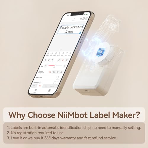 NIIMBOT D110 Label Maker Machine with Label, Small Label Printer Bluetooth Connection Multiple Templates Available for Phone Easy to Use for Office Home Organization Rechargeable White