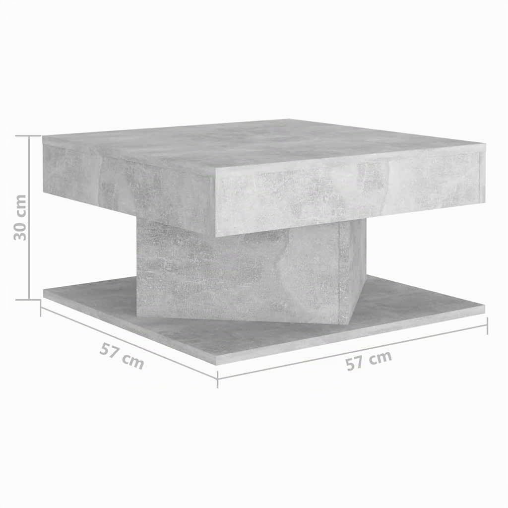 vidaXL Table Basse Gris béton 57x57x30 cm Bois d’ingénierie