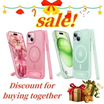 TORRAS Magnetic & Stand Designed for iPhone 15 Case Suit with Magsafe, Pink& Green