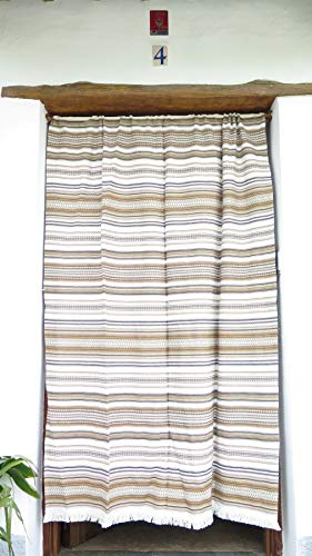 Cortina Alpujarreña Rustica,(160 x 215 cm), Variedad marrón Color 920 Hecha en España, Fibra Natural de algodón - Cortina para Puerta Exterior mosquitera y Parasol Cover