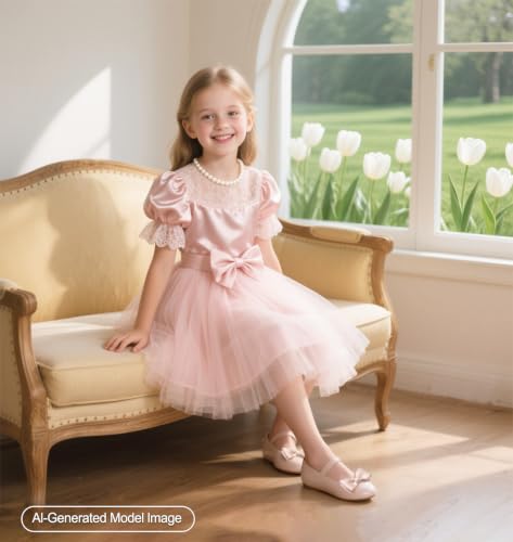 Image of PHIRAMIN Toddler Flower Girl Dress Shoes - Little Girl Ballet Flats Bow Wedding Party