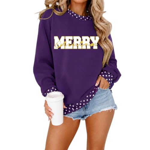Christmas Sweatshirt for Women Crew Neck Casual Polka Dot Sweatshirts - image 1