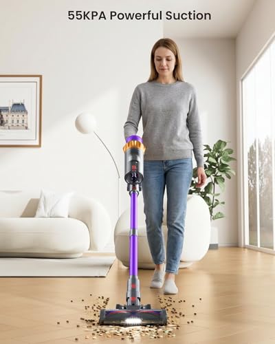 Image of Cordless Vacuum Cleaner 55KPa 650W Max 70 Mins Vacuum Cleaner for Home, Wall mount Charging Dock, Self-standing Vacuum Cleaner with Scented Tablet, Anti-tangle Stick Vacuum for Pet Hair /Carpets /Floors