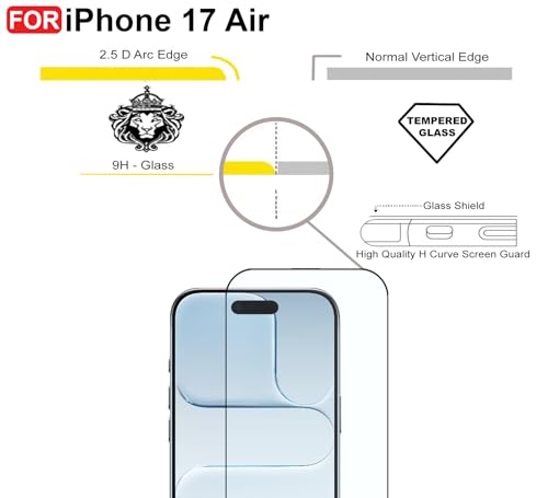 Image of CEDO Tempered Glass for iPhone 17 Air (5G) | Screen Protector Full HD Quality Tempered Glass Anti-Scratch Edge to Edge Coverage with Easy Installation Kit (Black)
