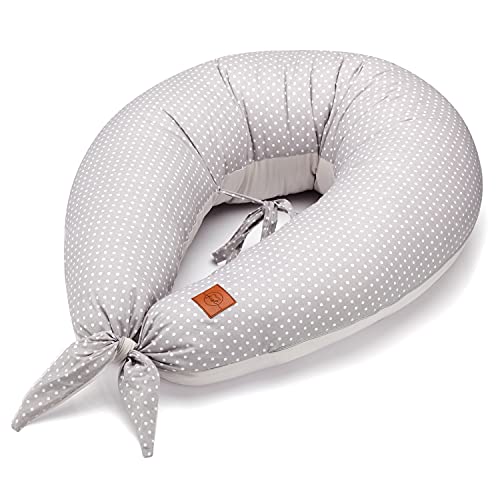 MUM FIRST Almohada para embarazo y lactancia bebe, para dormir, funda 100% algodón, fibras de silicona, cremallera oculta, cojin para maternidad...