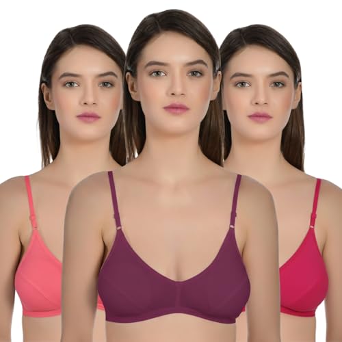 Image of Aimly Women's Cotton Non-Padded Non-Wired Low Coverage Regular Bra Pack of 3