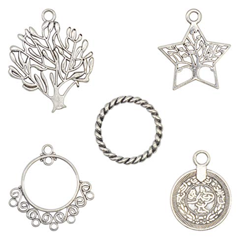 YYaaloa Pack of 120 Mixed Charms Silver DIY Charms Pendants for Crafting, Jewelry Making Accessory (120pcs silver charms 138g) - Thumbnail 6