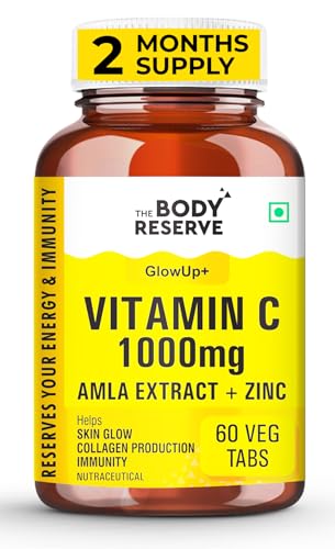 Image of THE BODY RESERVE Natural Vitamin C Tablets From Amla Extracts With Zinc helps Immunity & Skin Whitening Vitamin C Supplements 60 Tablets