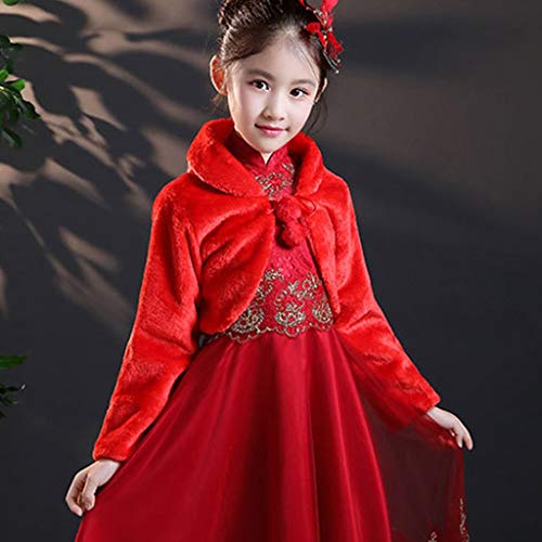 Kids Princess Thicken Plush Wrap Shawl Flower Girls Long Sleeve Capelet Shrug C4