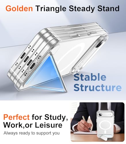 Image of Designed for iPhone Air Case, [Built-in Invisible Kickstand][Compatible with MagSafe][Military Grade Shockproof] Slim Thin Phone Case 6.5 inch (Clear)