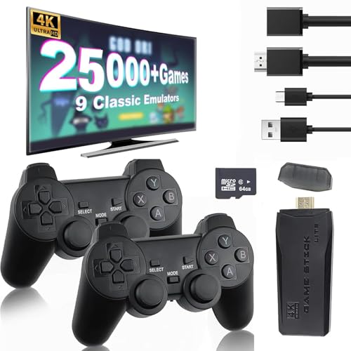 Snxiwth Drahtlose Retro Spielkonsole Retro Game Stick 4K HDMI Ausgang Plug...