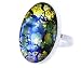 Produktbild Gold Des Dschungel-Sammlung, Fire Opal, Grün-Gold-Bronze Blau 925 Sterling Silber Oval Classic Ring, Größe 14, US 7, Handgemachte BohemStyle