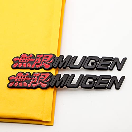 Hqs 2Pcs Chrome 3D Metal Mugen Car Emblem Logo Rear Trunk Fender Sports Turbo Badge Racing Suv Coupe Power Sticker (Black & Red) #TOP1