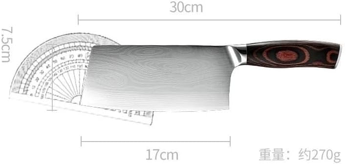 Meat Cleaver,Cleaver Knife Colored Wood Head Handle Damascus Pattern High Chromium Steel Knife Household Kitchen Chopper, LAMAJIGA5844
