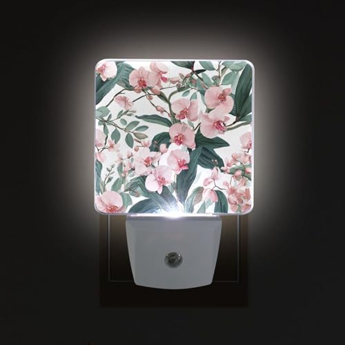 Luz nocturna led con sensor de luz rosa orquídea miniatura 2