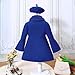 Alvivi Kids Girls Trench Coat Long Sleeve Furry Collar Warm Peacoat with Beret Hat Set for Casual Wear Royal Blue 2-3 Years