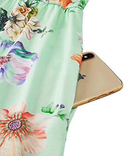 Image of OUGES Casual Summer Dress for Women Wrap V Neck A Line Midi Dresses with Pockets