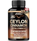 Ceylon Cinnamon Capsules - Extra Strength - Energy, Heart & Metabolism Support - for Men & Women - Pure Natural Extract 20:1 Supplement - Made in USA - GMO & Gluten Free, 120 Capsules, 4 Month Supply