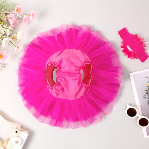 Image of 6M-3T Infant Baby Girl Tutu Skirt Toddler Girls Solid Color Tulle Skirts Birthday Outfits with Headband