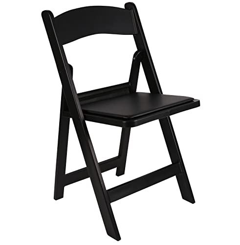 Image of BTEXPERT Resin Folding Chair Vinyl Padded Seat Indoor Outdoor Lightweight Set for Home Event Party Picnic Kitchen Dining Church School Weddings- 2 Black