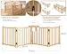 Pshelfy Hundeabsperrgitter aus Holz 4 Paneelen 58cm Höhe - Freistehend & Faltbar, 360° Drehbar für Tür, Treppe, Flur als Welpen-Gitter & Kinderschutzgitter (BxH: 234 cm x 58 cm, Naturholz)