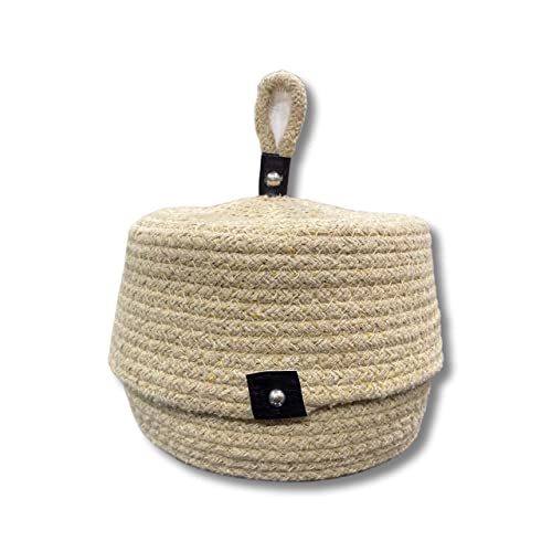 Image of Multi-Purpose Essential Jute Basket with Lid Storage Baskets for Bathroom Living Room & Kitchen | Organizer Box | Storage and Organizer Box (Beige)