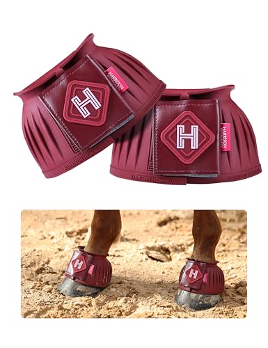 Image of Harrison Howard Rubber Bell Boots for Horses, Hoof Overreach Protection for Horses, w /Upgraded Leather Touch Tape