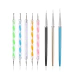 FULINJOY 5PCS Dotting Pens with 3 PCS Nail Painting Brushes, Nail Art Design Tools