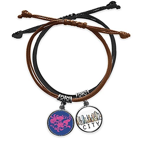 Bracelet Corde Main Fleur Rouge Cuir Sidi Culture Japonaise