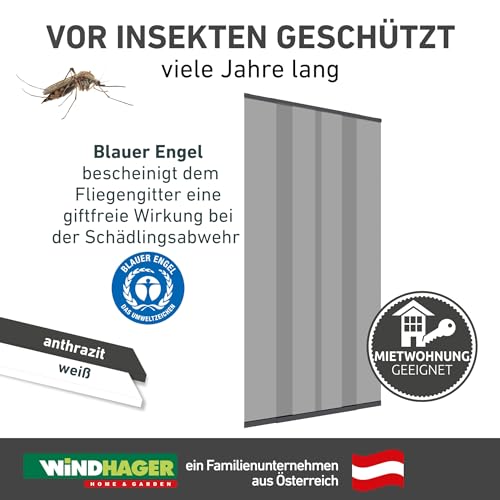 Windhager Teleskop Türvorhang, Insektenschutz, Fliegengitter, Lamellenvorhang, Türvorhang mit Teleskop-Lamellen, 120 cm, anthrazit