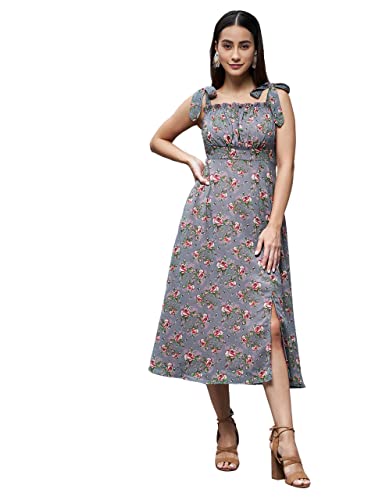 Image of Miss Chase Women's Round Neck Cap Sleeves Lace Knee -Long Skater Dress