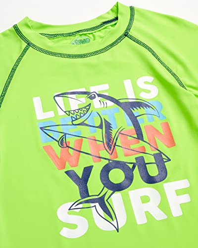 Quad Seven Baby Boys' Rash Guard Set - 2 Piece Bathing Suit Trunks And Rash Guard Shirt (12M-7), Size 7, Green Shark Surf #TOP2