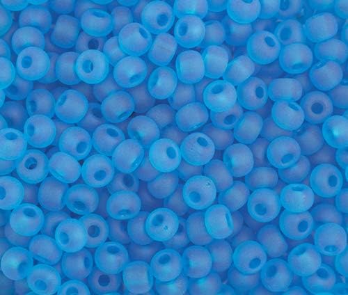Czech Glass Seed Bead/Pony Bead 6/0 Transparent Medium Aqua Matte - 500g Bulk Bag by Preciosa (Jablonex)