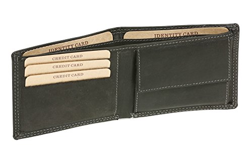 LEAS MCL Geldscheintasche extra dünn im Querformat Vintage-Stil in Echt-Leder, schwarz - LEAS Basic-Vintage-Collection