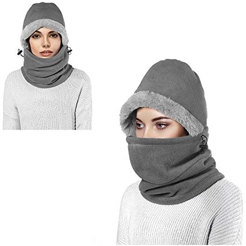 Enkarl 2 Pack Fleece Balaclava, Unisex Balaclava Thermal, Windproof Winter Outdoor Sports Face Mask Hood Headgear Masks Neck Warmer for Men and Women Ski Running Cycling(Light Gray 2-Pack) Cover