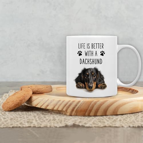Taza de cerámica para café con diseño de perro dachshund 11 oz miniatura 4
