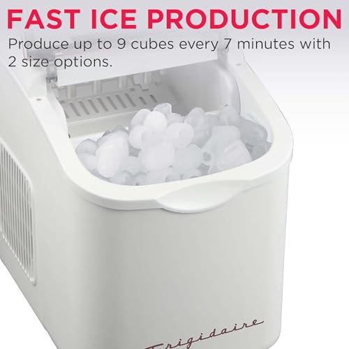 Image of FRIGIDAIRE Retro Compact Ice Maker Machine, Bullet Ice, 26 lb per Day (White)