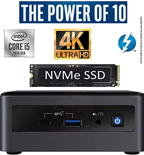 Intel NUC NUC10i7FNH1 Mini PC/HTPC, Six-Core i7- Up to 4.7GHz, 64GB DDR4-2666 RAM WiFi, BT 5.0 Thunderbolt 3, 4K Support, Triple Monitor Capable* (64GB RAM + 500GB Premium NVMe M.2 SSD)