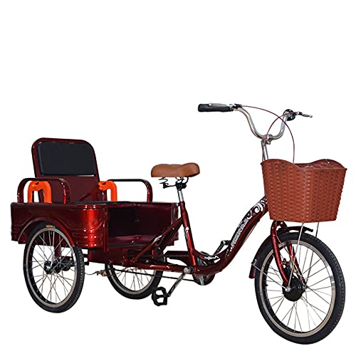 大人用三輪車 三輪バイク 20インチ 快適自転車 後部座席とショッピングバスケット付き 大人用三輪車 高齢者 女性 男性 サイクリング ペダリング
