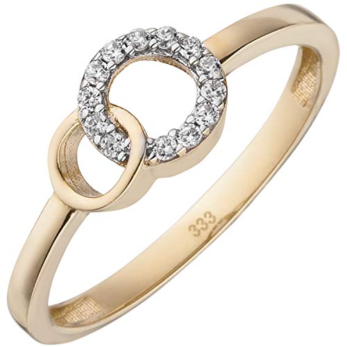 Jobo Damen-Ring aus 8 Karat 333 Gold Bicolor mit 13 Zirkonia Größe 60