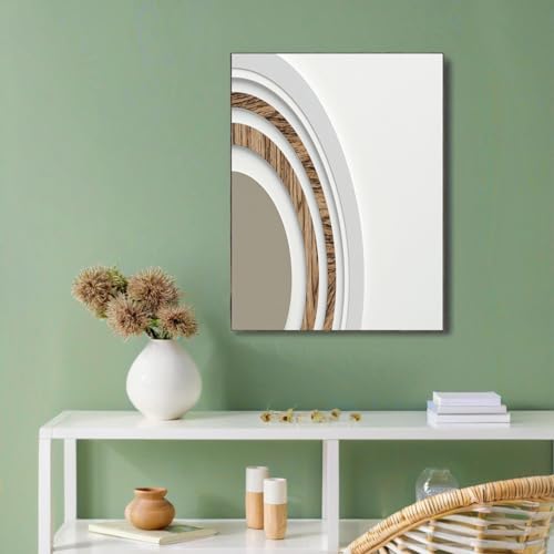 Art mural géométrique à grain de bois affiche gris blanc 50x70cm